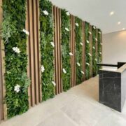 Flutted panels and artificial plants