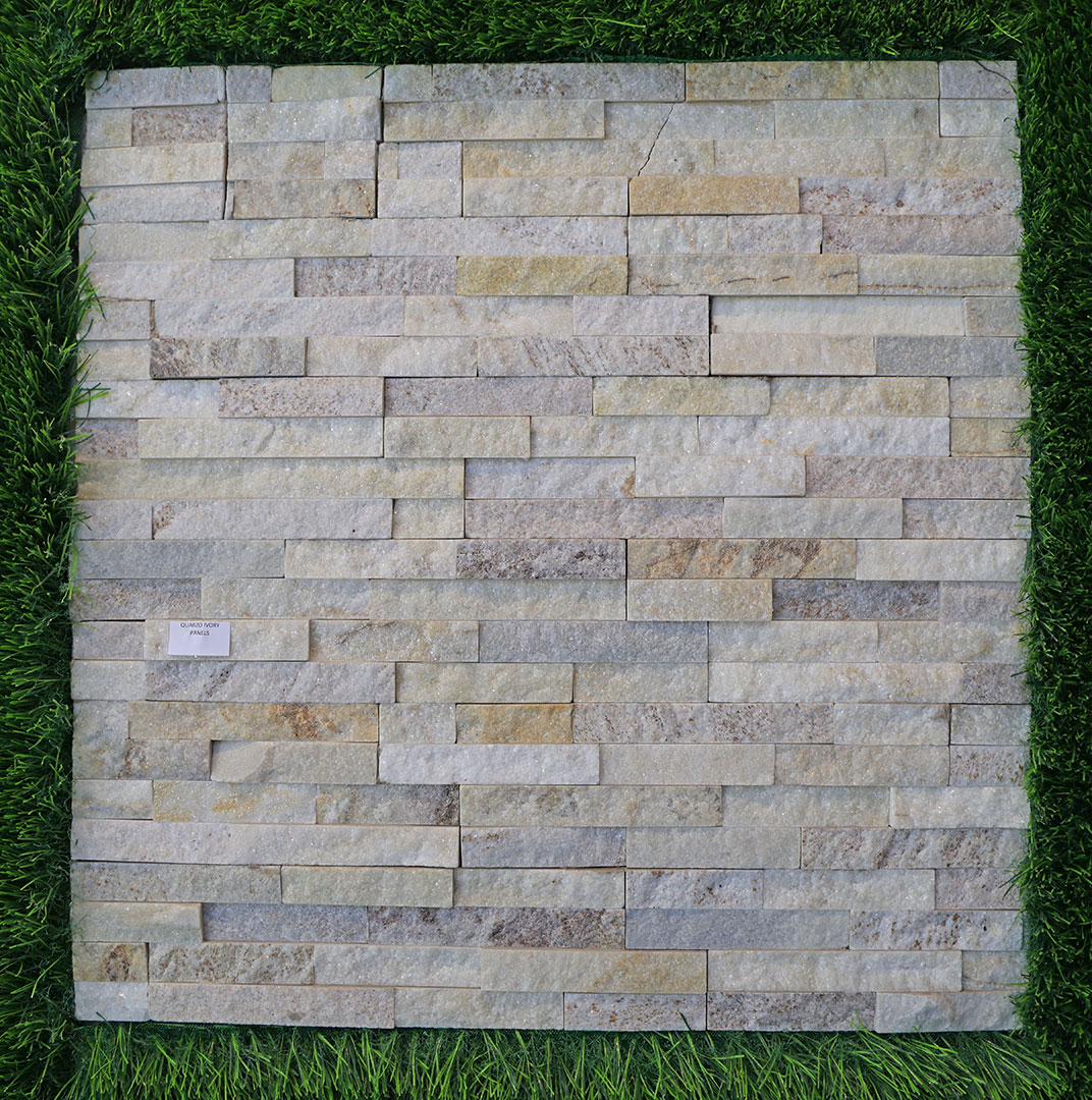 Quarzo ivory stone cladding panels